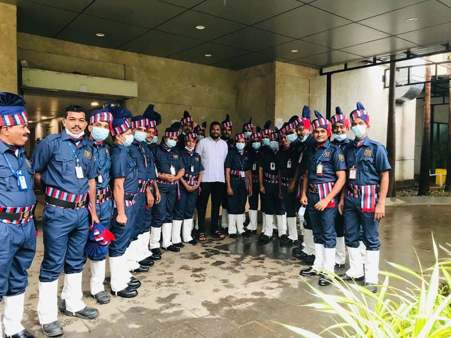 An Industrial Security Force detachment photographed with site management