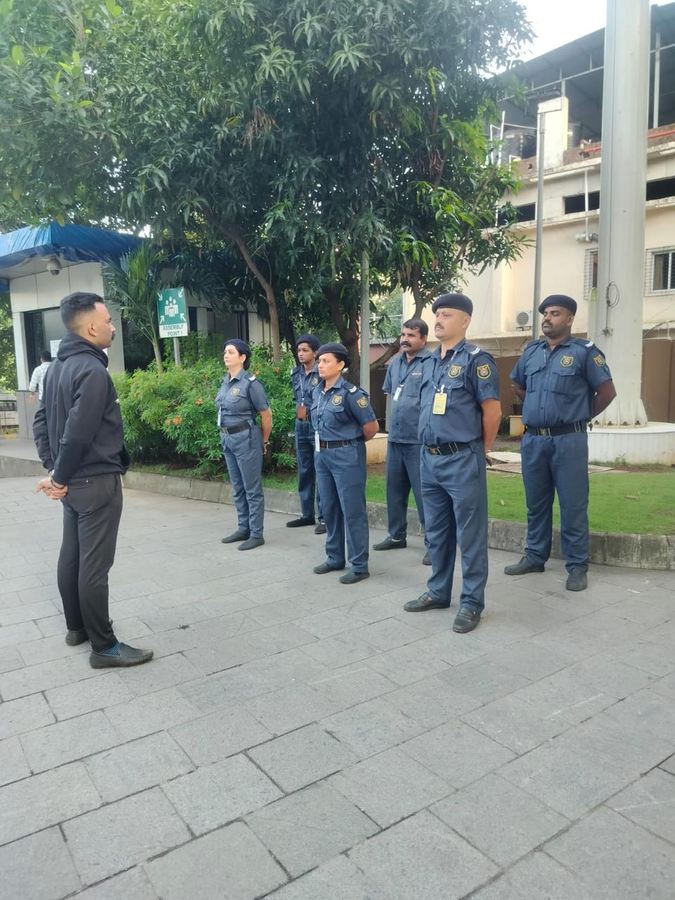 Morning inspection of an Industrial Security Force shift on site
